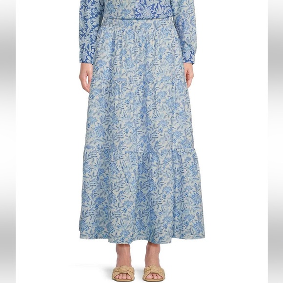 J. McLaughlin Dresses & Skirts - J.McLaughlin Ophelia Cotton Voile Floral Print Tiered Ruffle Maxi Skirt